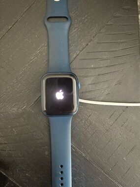 Apple Watch Series 7 with Navy Blue Sport Band